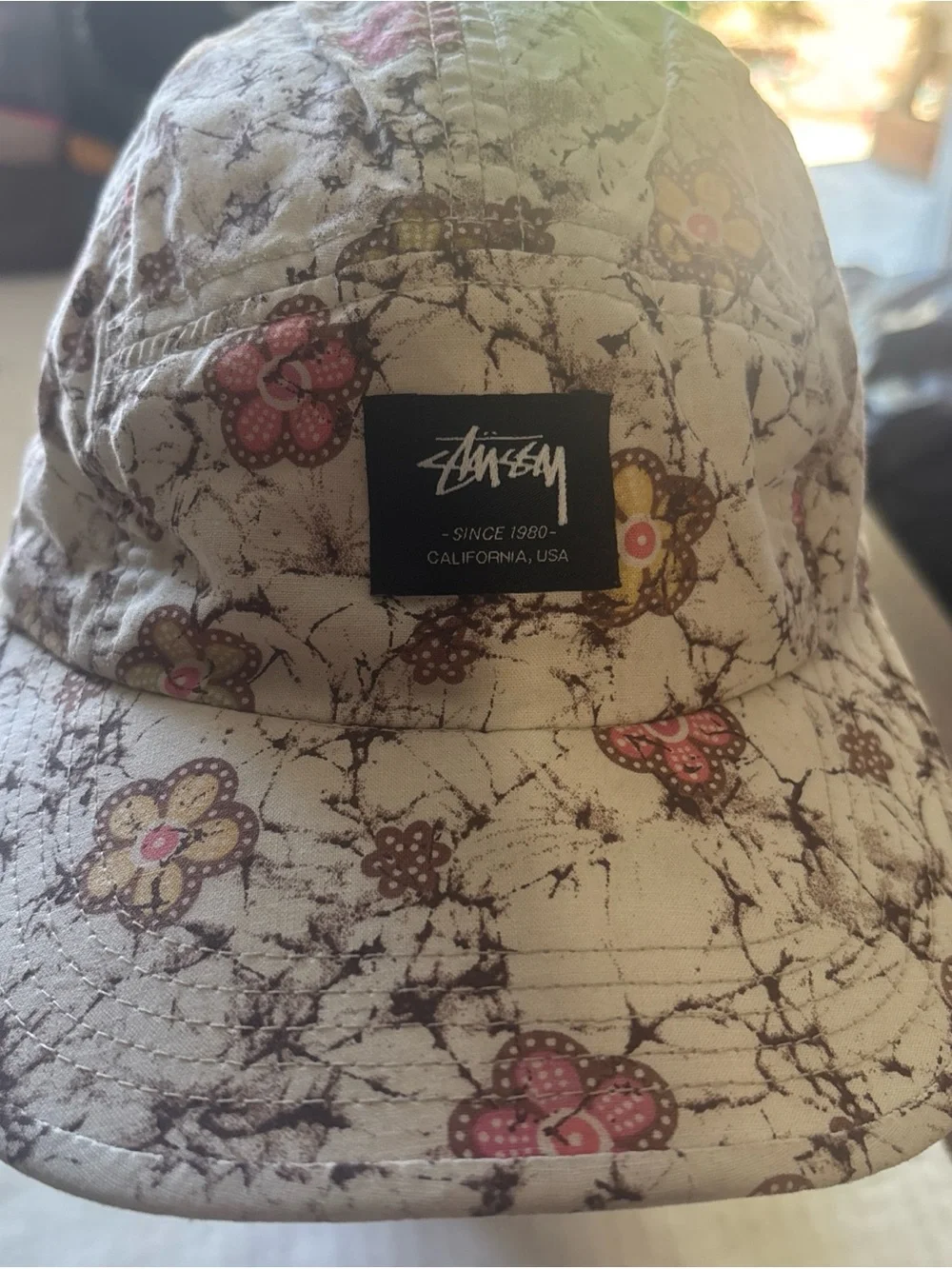 STUSSY Cream Cap with Pink & Yellow Floral Print